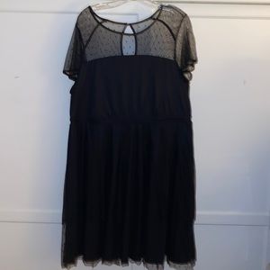 TORRID BLACK DRESS - Plus Sz. 18 W/ Sheer Overlay - Preowned